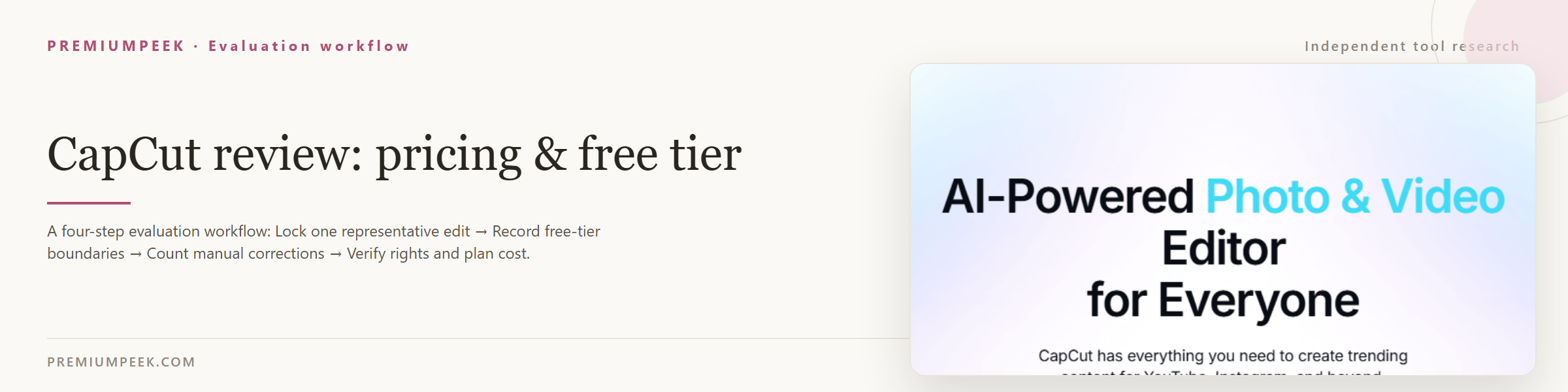 CapCut review: pricing & free tier banner