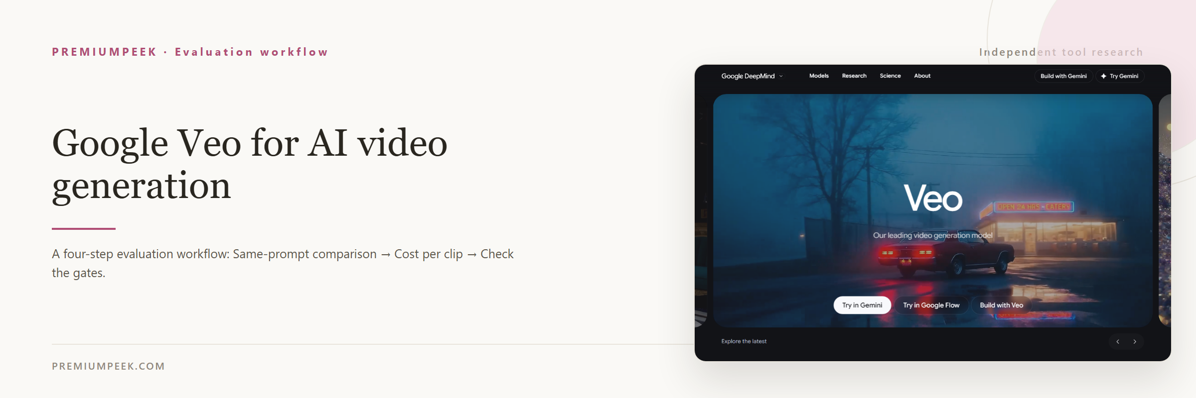 Google Veo for AI video generation — evaluation workflow steps