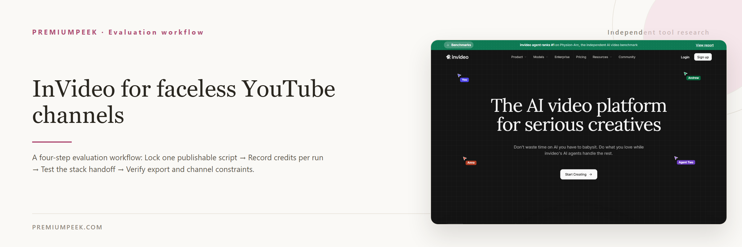 InVideo for faceless YouTube channels — evaluation workflow steps