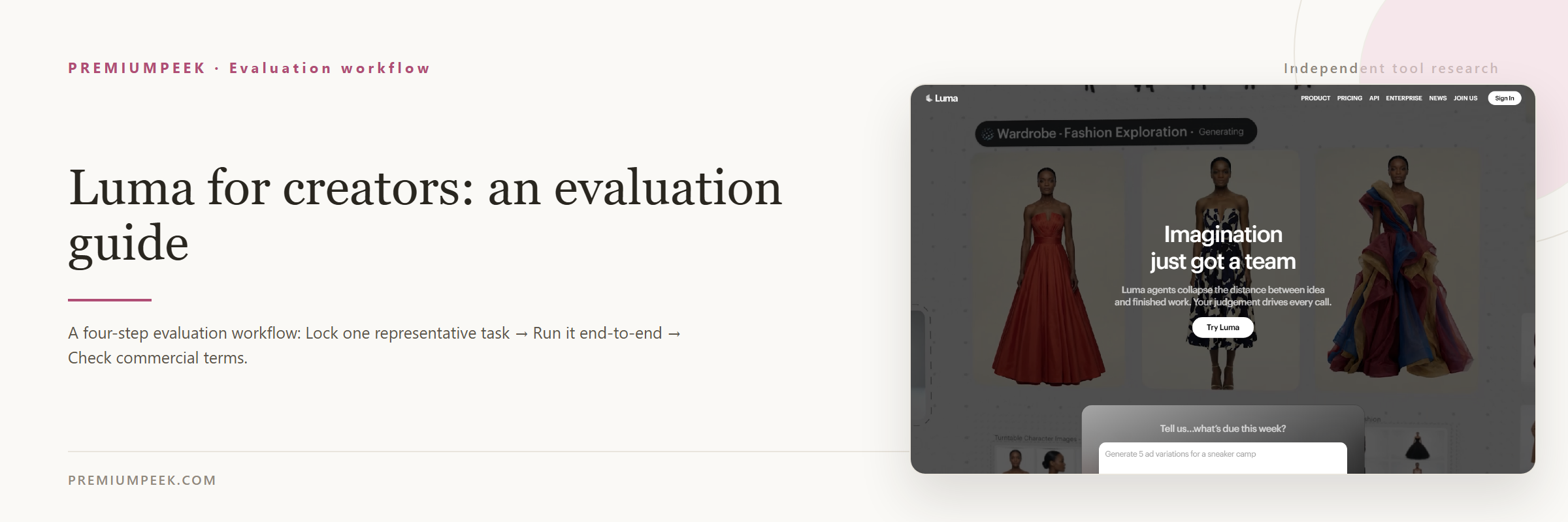 Luma for creators: an evaluation guide — evaluation workflow steps